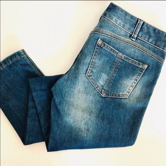 FP FREE PEOPLE Medium Acid Distressed Blue Wash Skinny Denim Skinnies Jeans 27 - Picture 1 of 7